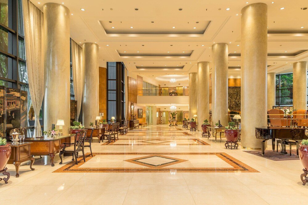 Spacious hotel lobby with a high ceiling at Park Tower
